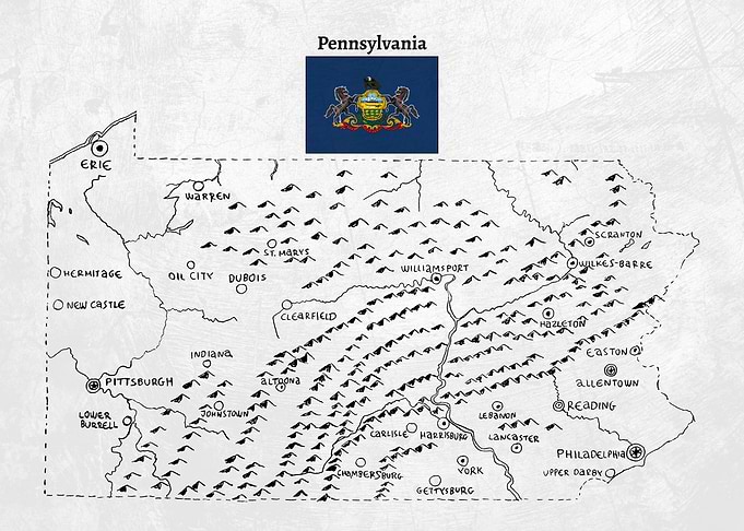 Hand Drawn Map of Pennsylvania