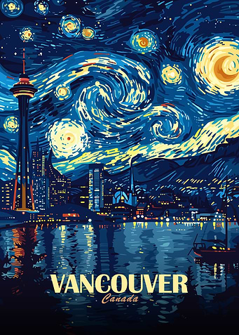 Vancouver Canada Starry Night Art