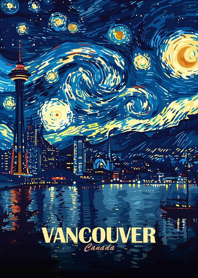 Vancouver Canada Starry Night Art