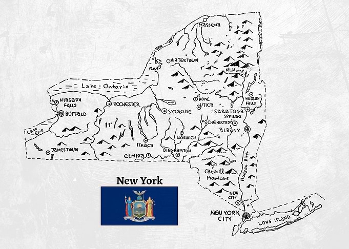 Hand Drawn Map of New York State