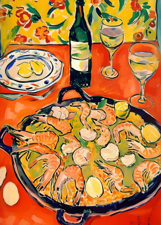 Seafood Paella Still Life Painting