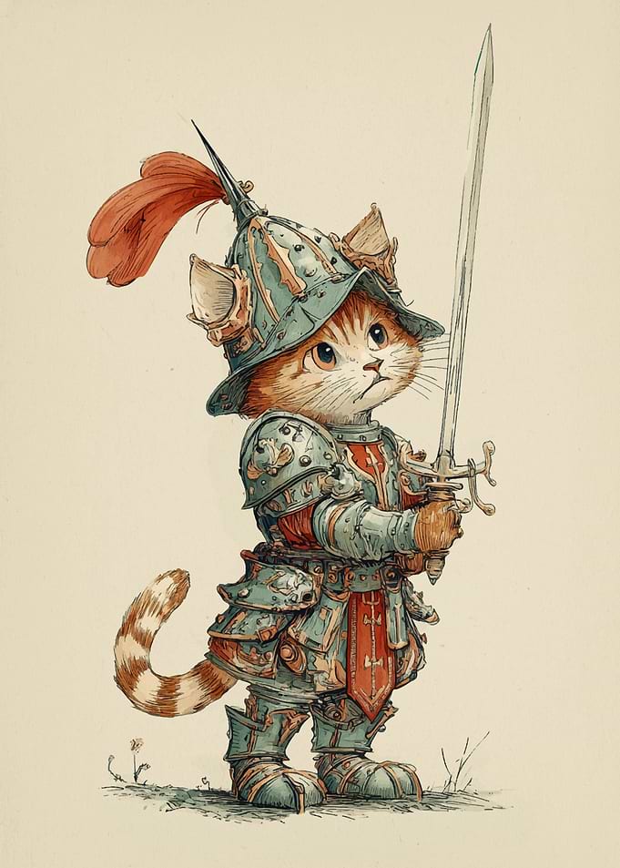 Cat Knight with Sword
