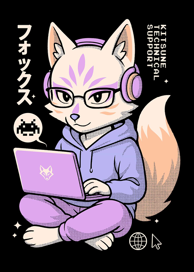Kitsune Technical Support Cartoon