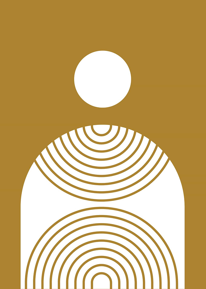 Abstract Geometric Art in Gold and White