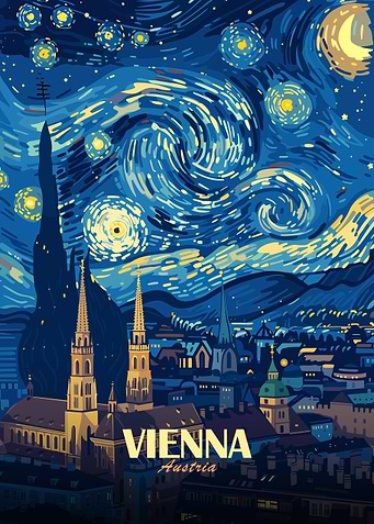 Vienna Austria Starry Night Art