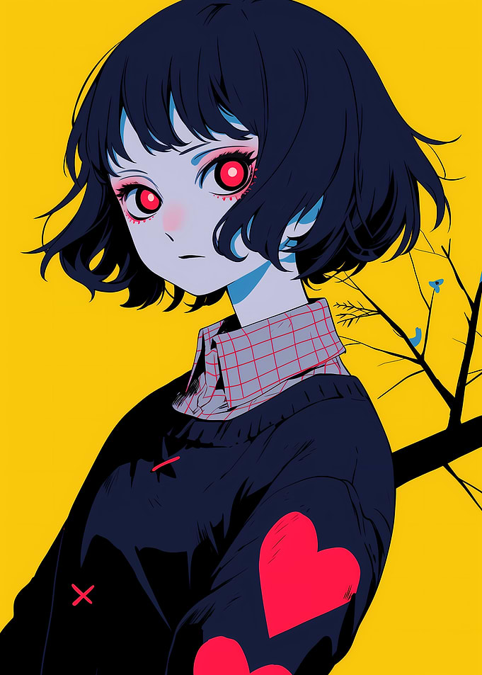 Anime Girl with Red Eyes