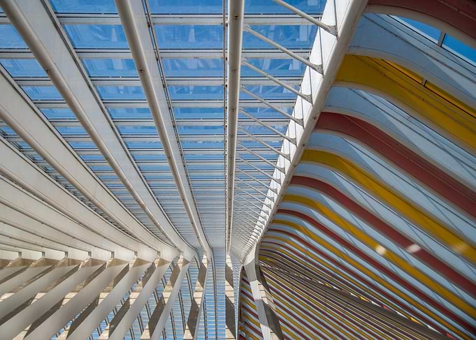 Modern Architecture Ceiling with Colorful Beams