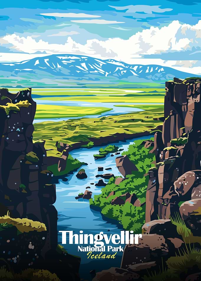 Thingvellir National Park Iceland Illustration