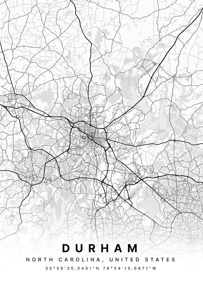 Durham North Carolina USA Map