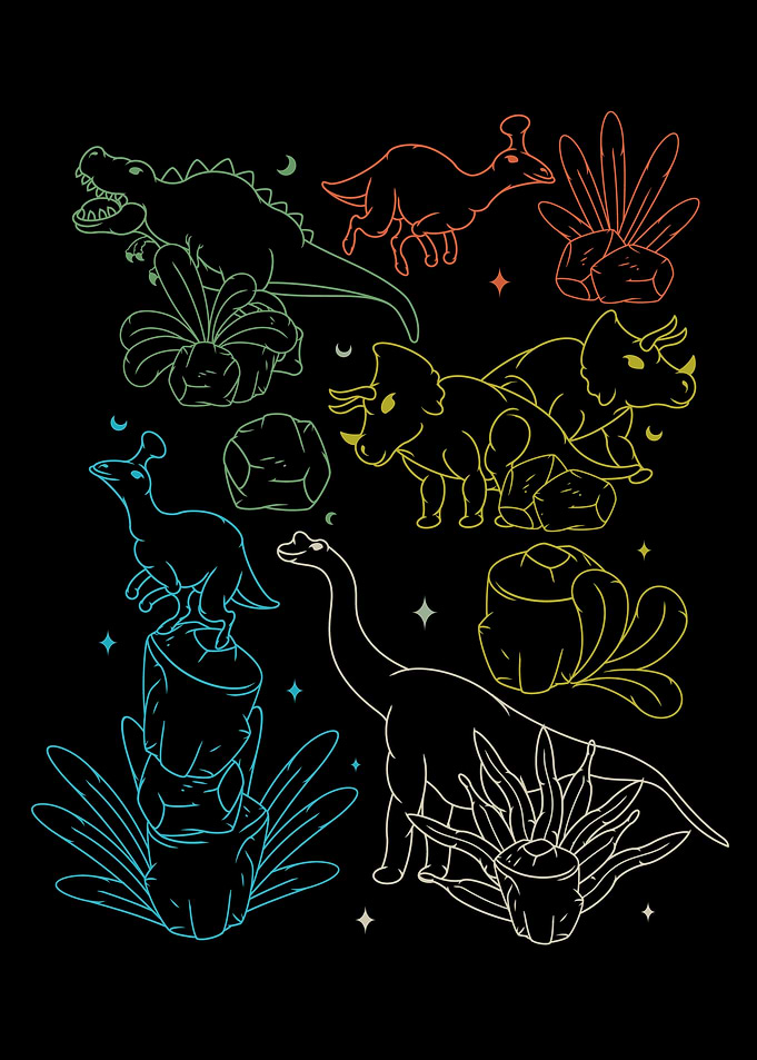 Dinosaur Art Gift Kids T Rex Triceratops Dinosaurs