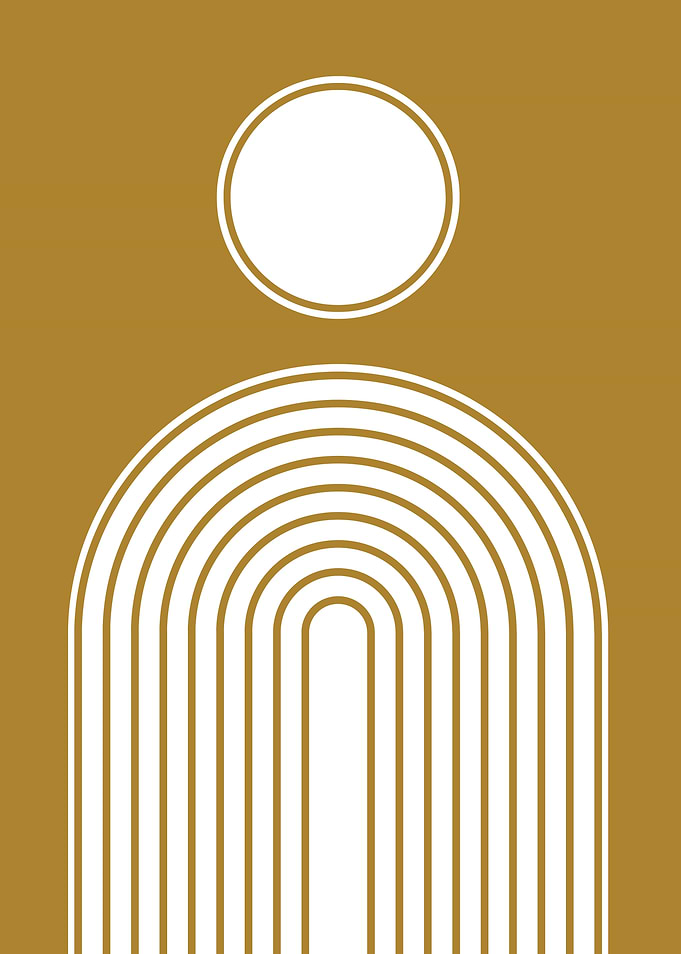 Minimalist Geometric Art in Gold and White