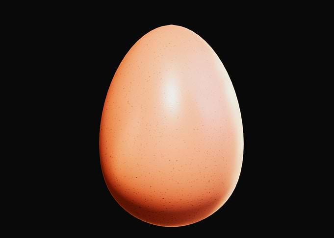 Single Egg on Black Background