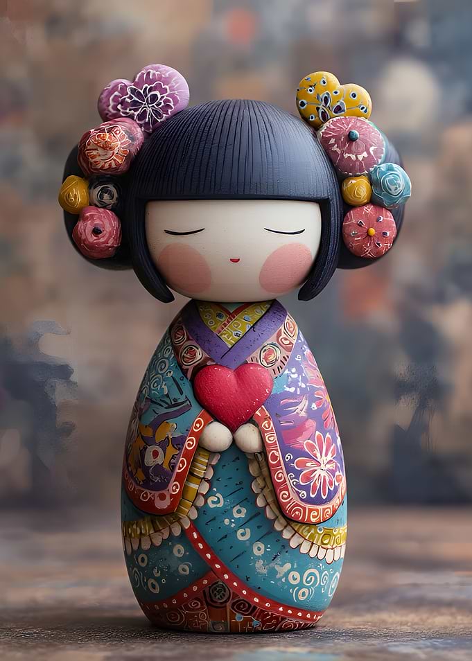 Kokeshi Doll with Heart