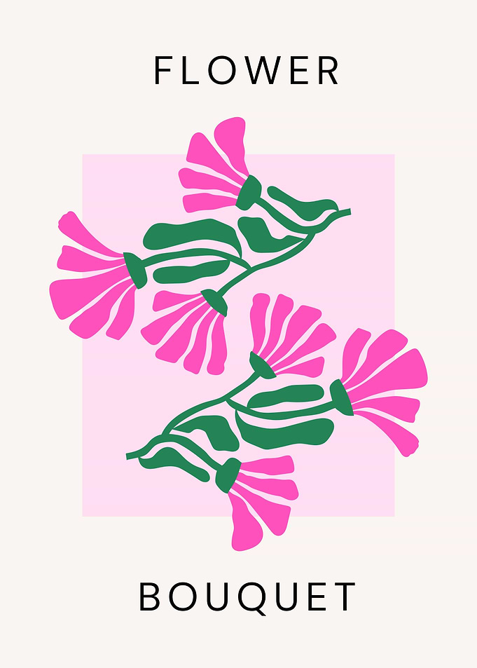 Pink Flower Bouquet Minimalist Art