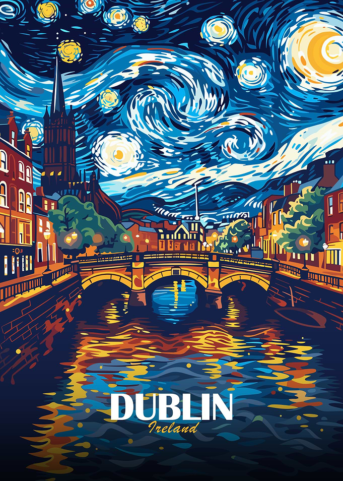 Dublin Ireland Starry Night Art