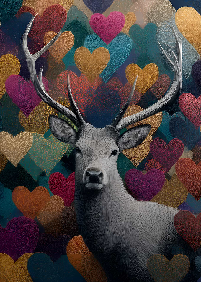 Deer with Heart Background