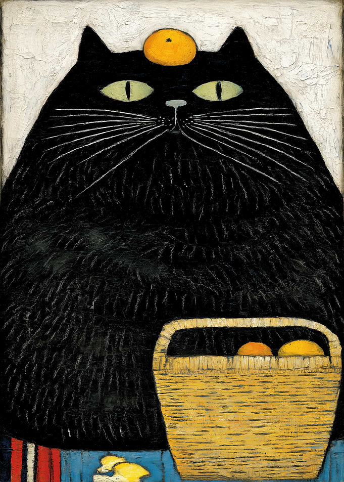 Black Cat with Orange