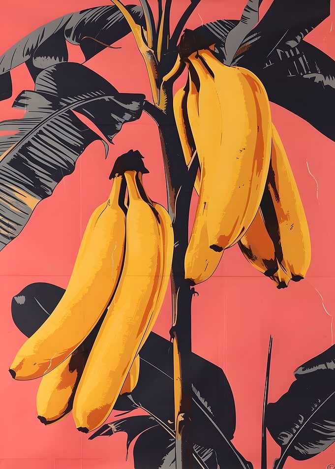 Banana Tree with Pink Background