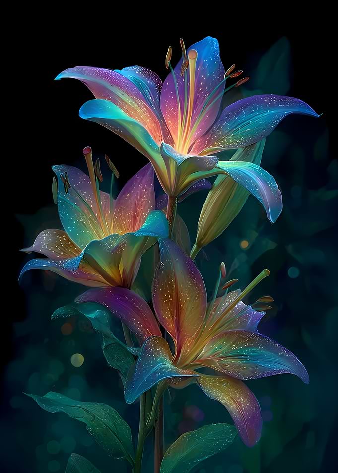 Luminous Rainbow Lily Flowers