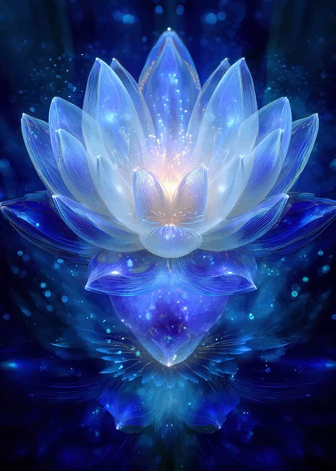 Blue Lotus Flower with Light