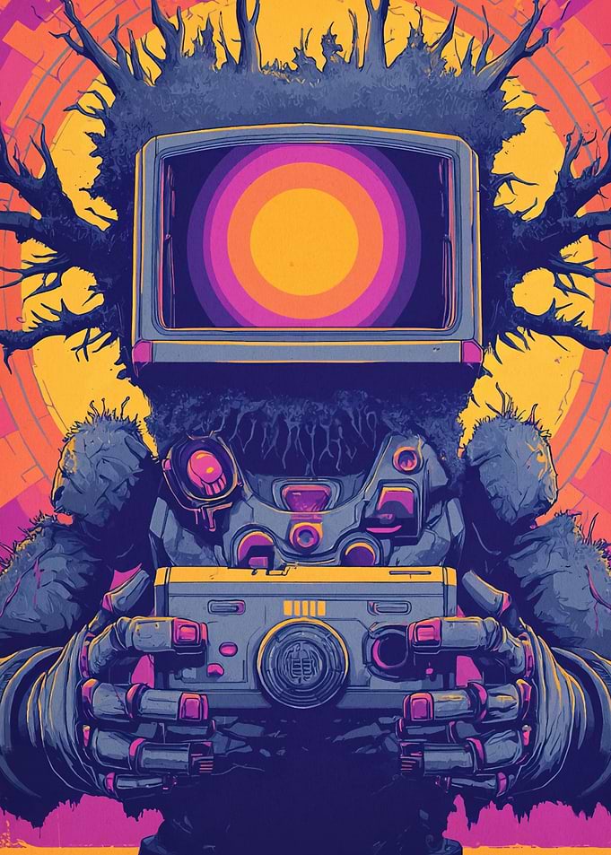 Retro TV Head Robot Photographer