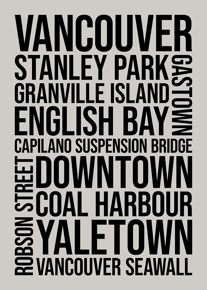 Vancouver Typography Word Art