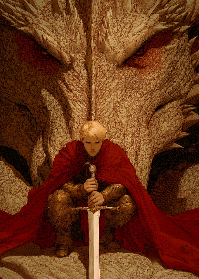 Boy with Sword and Dragon