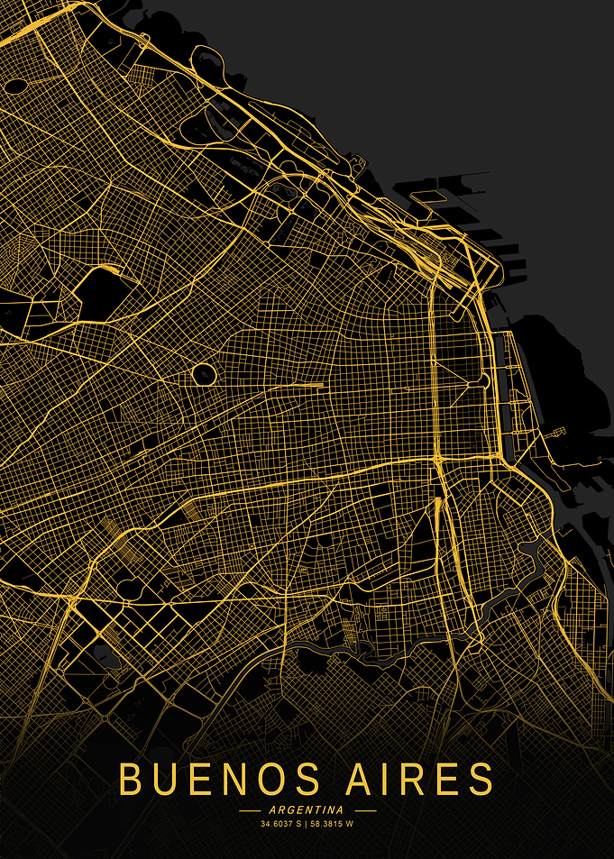 Golden Buenos Aires City Map