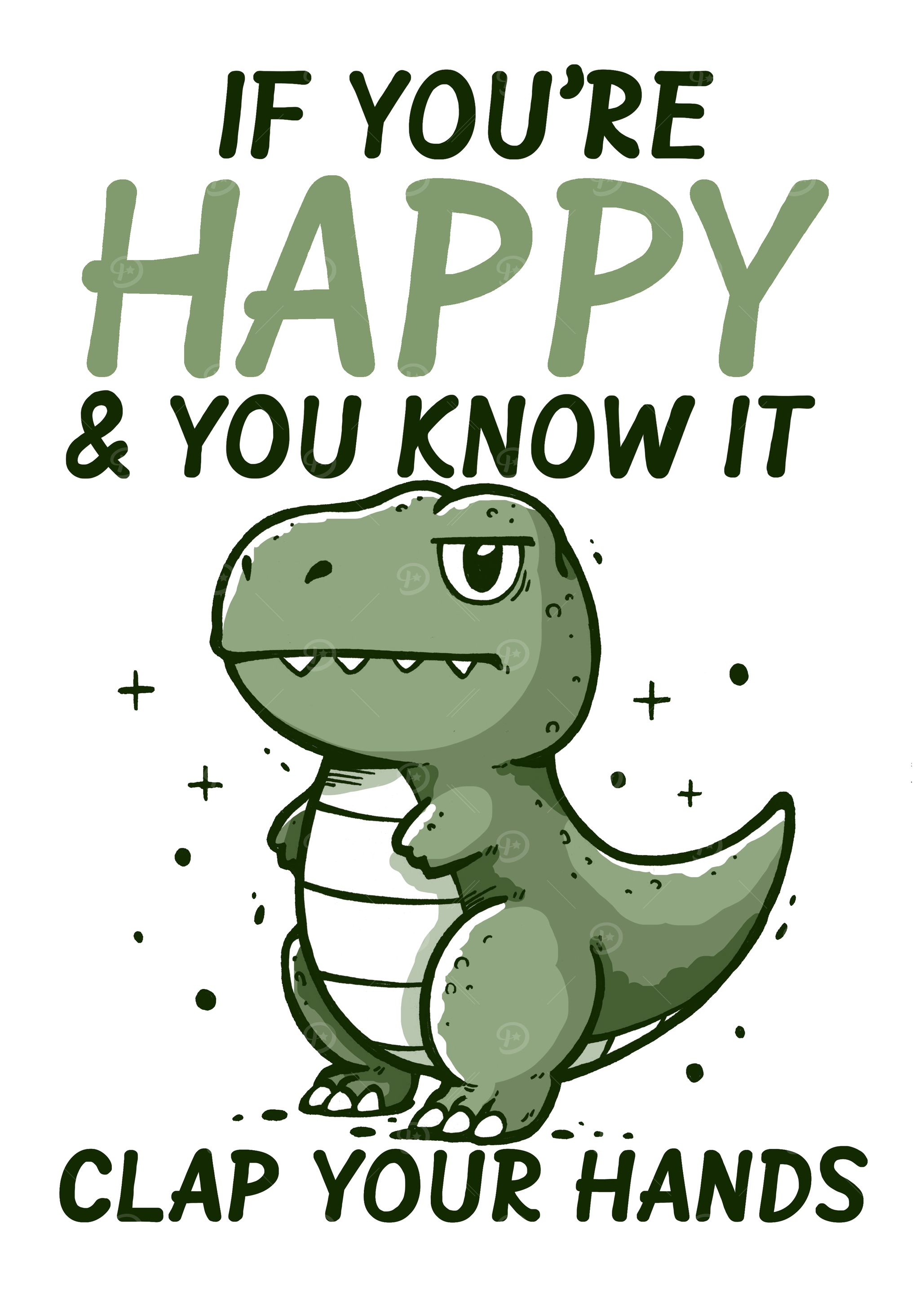 Happy Dinosaur Cartoon Illustration