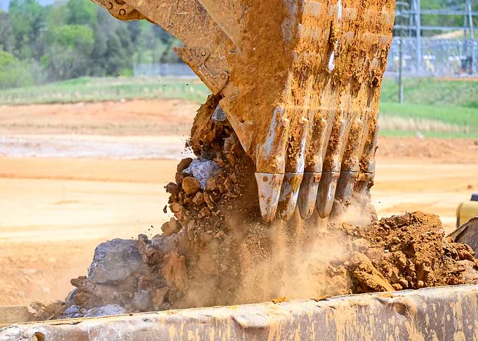 Excavator bucket closeup