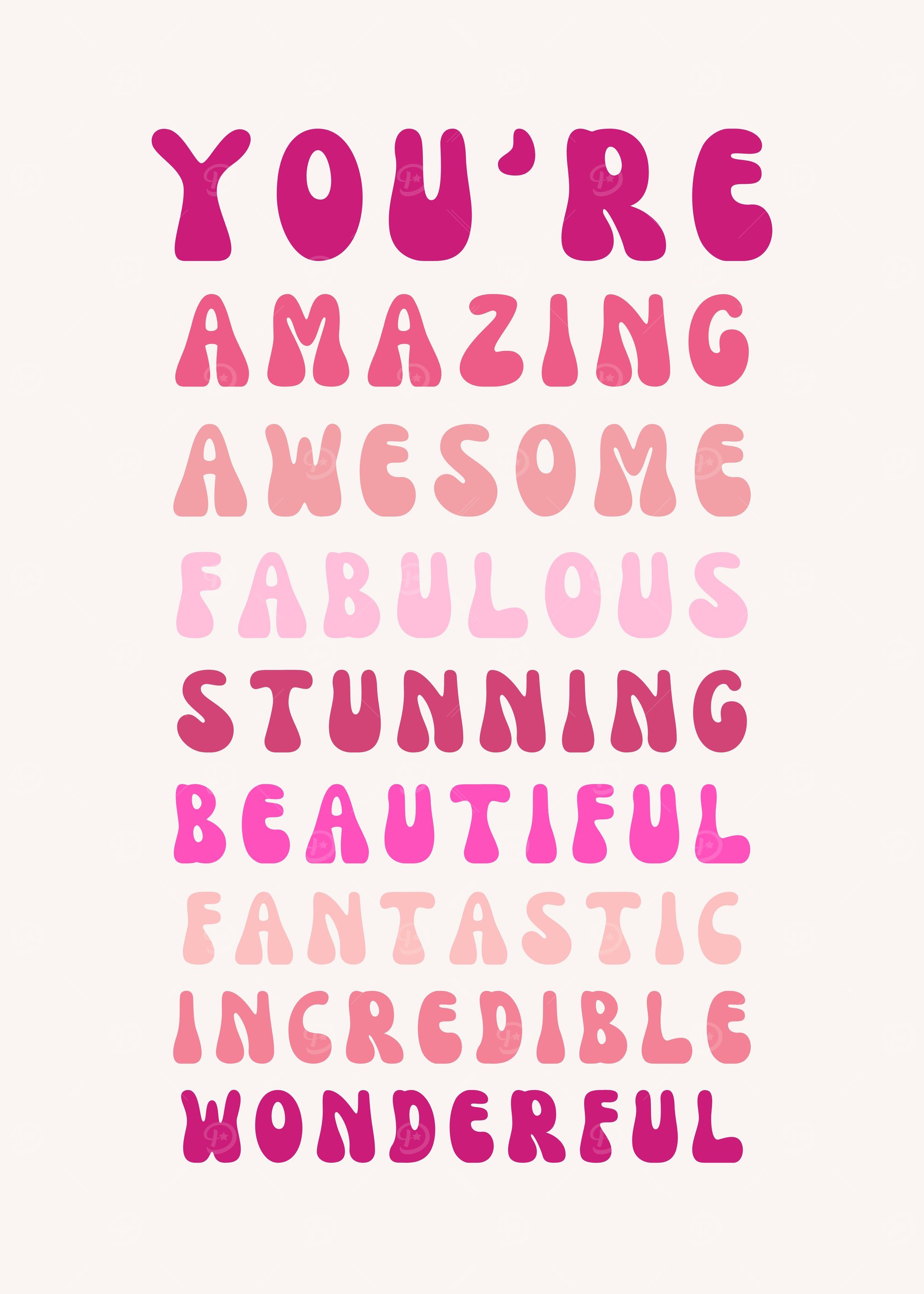 Positive Affirmations Pink Text Art