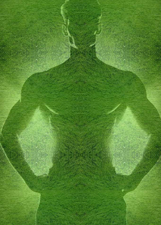 Green Silhouette of a Muscular Man