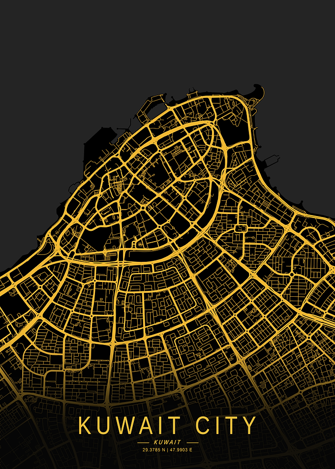 Golden Kuwait City Map