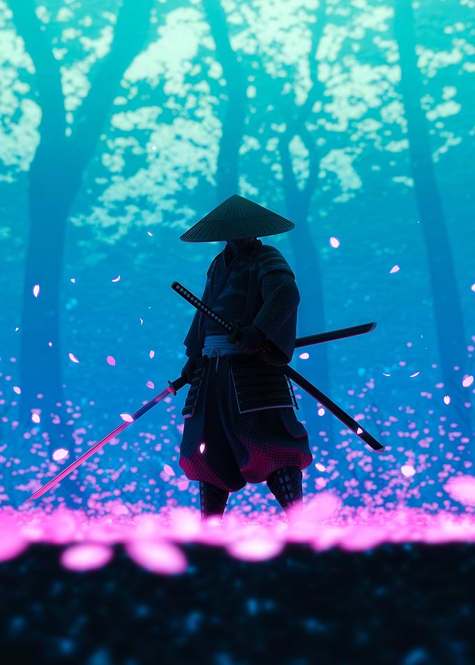 Ebony Blossom – Samurai’s Midnight Duel in Sakura Storm