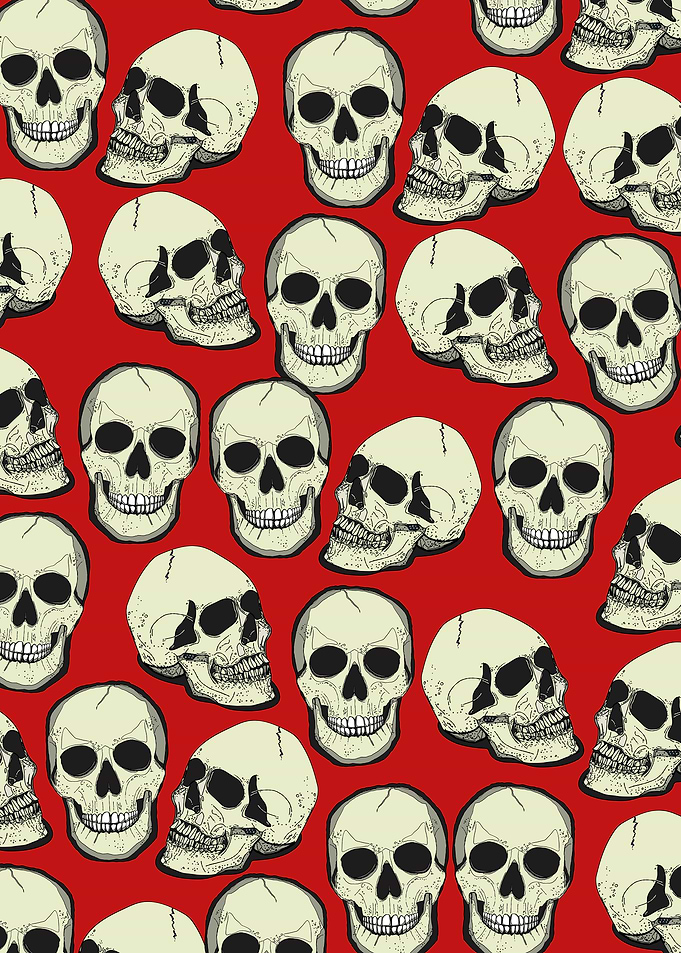 Skull Pattern on Red Background