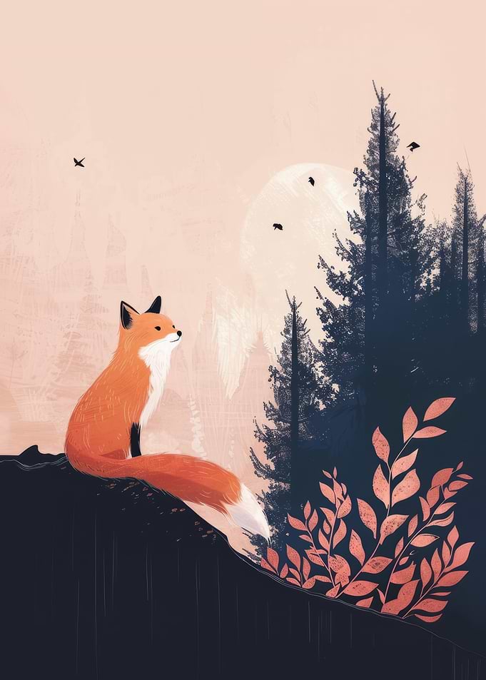 Fox in Forest Digital Art
