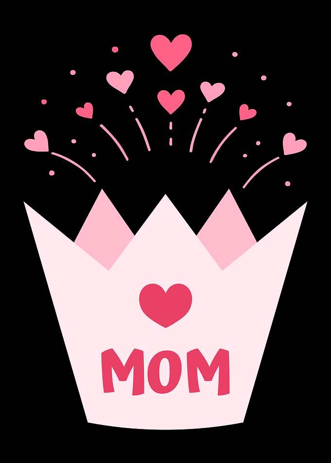 Cute Mom Crown Poster – Pink Heart Celebration Wall Art Gift for Mother’s Day Daughter Son