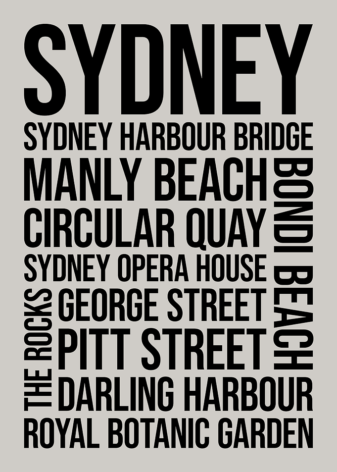Sydney Typography Word Art