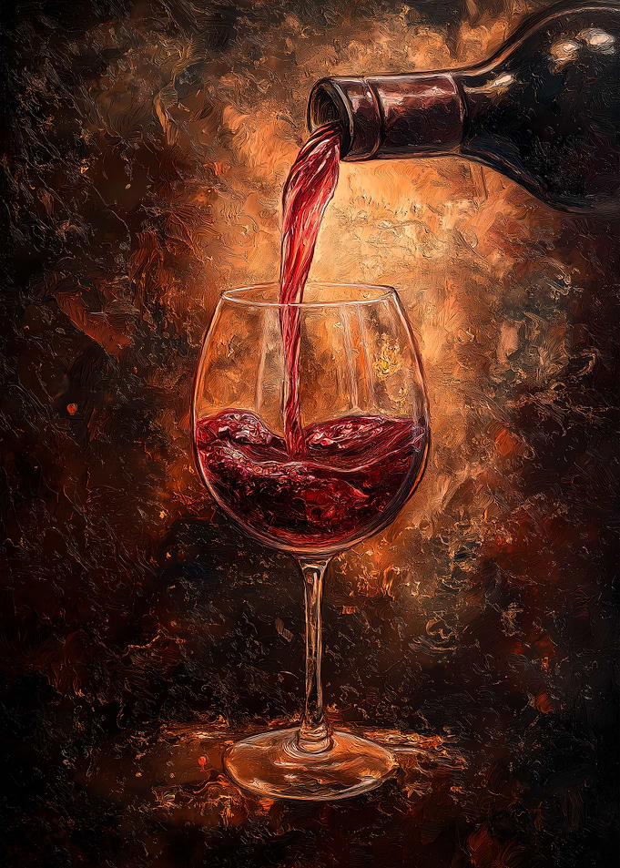 Wine Pouring into Glass Painting