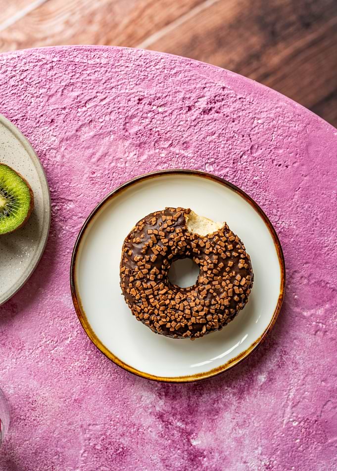 Chocolate Donut on Plate