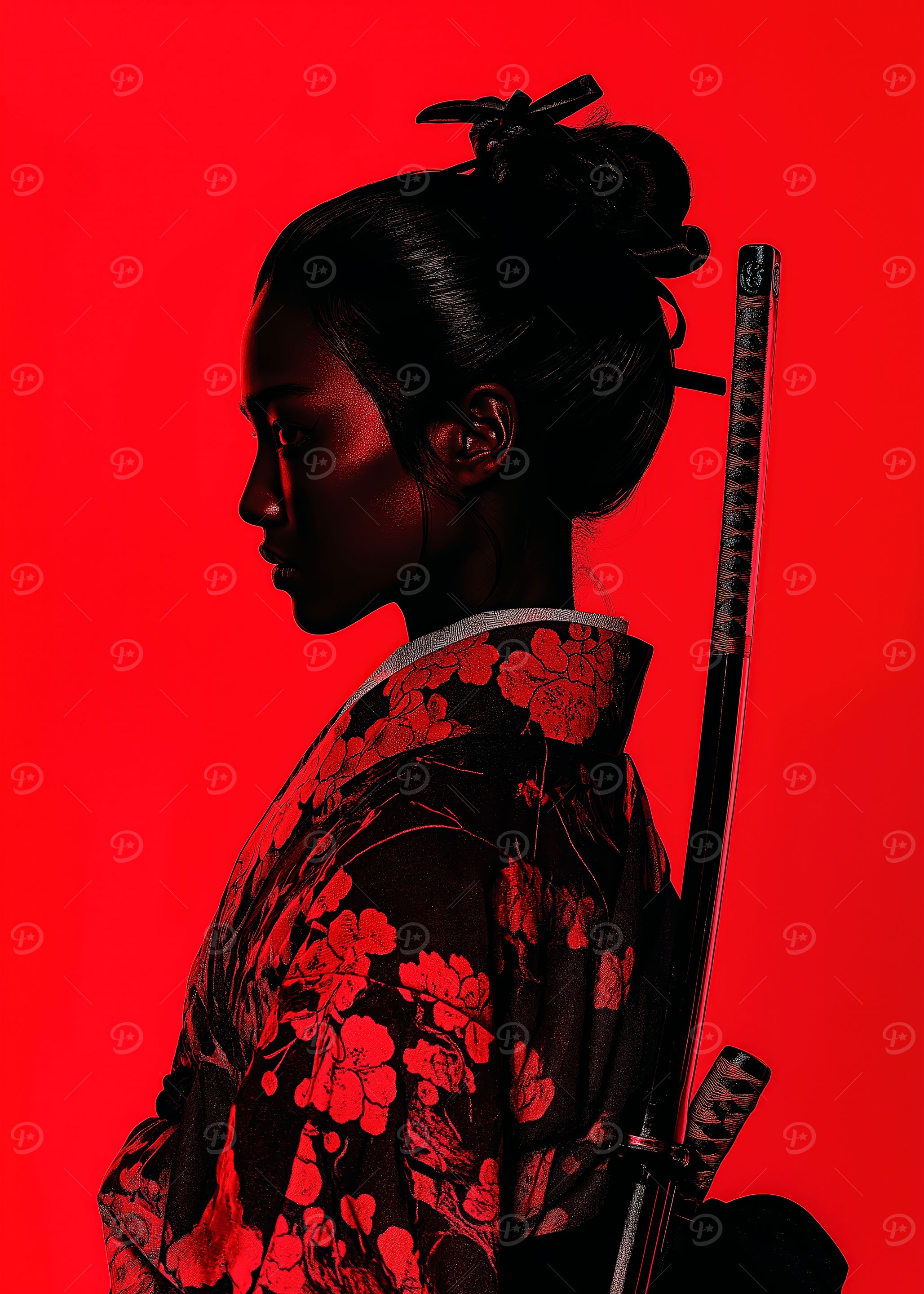 Samurai Woman in Red