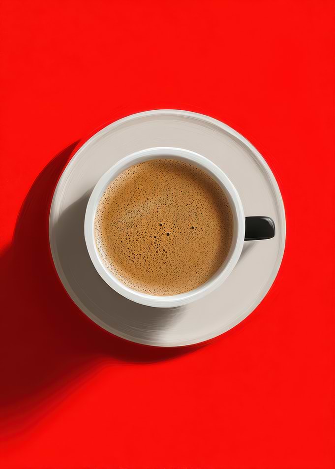 Coffee Cup on Red Background