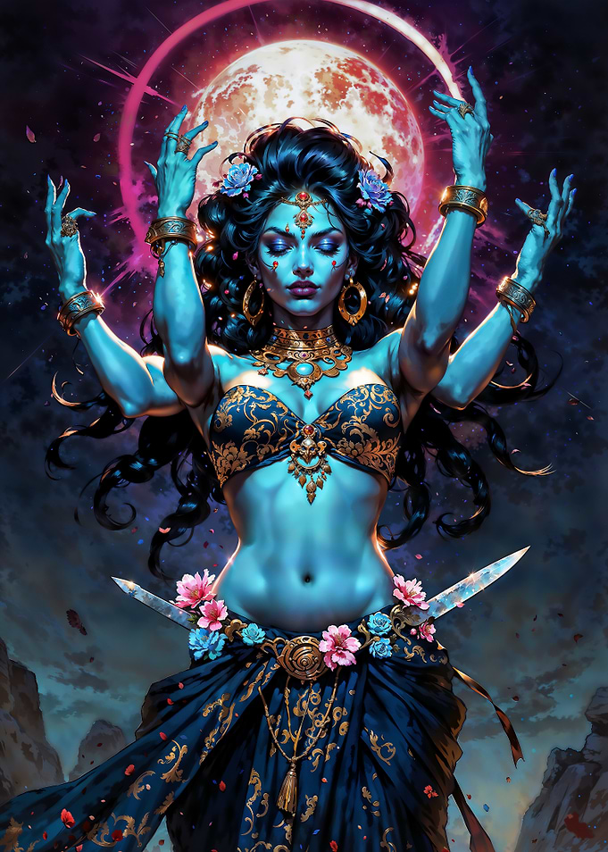Kali Goddess under Lunar Glow