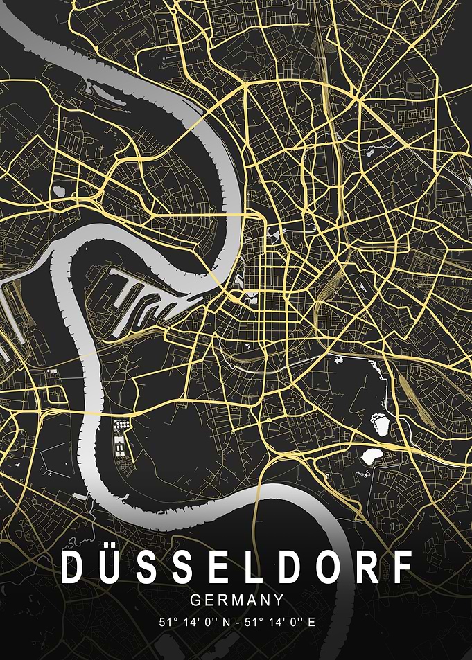 Düsseldorf Silver Map Art