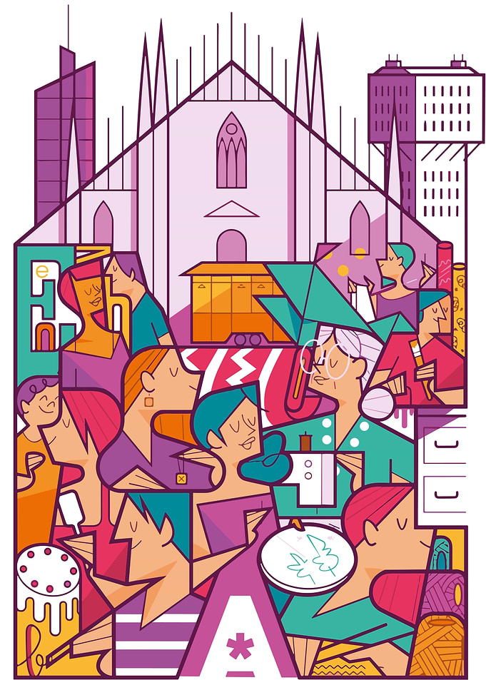 Milan Cityscape with People and Activities