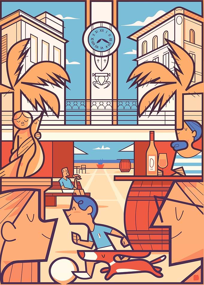 Stylized Beach Scene Illustration