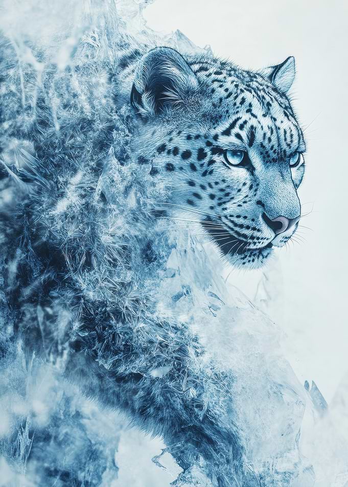 Icy Snow Leopard Portrait
