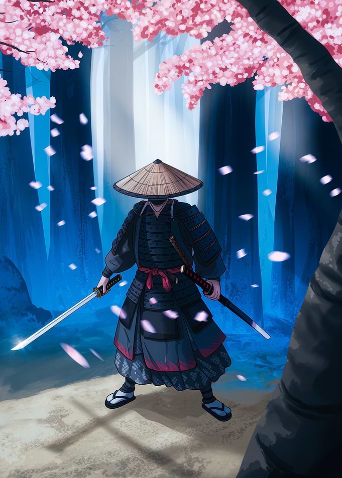 Ebony Blossom – Samurai’s Midnight Duel in Sakura Storm