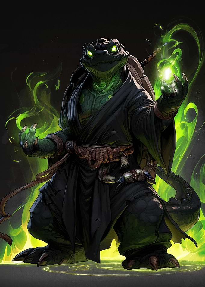 Turtle Wizard with Green Magic
