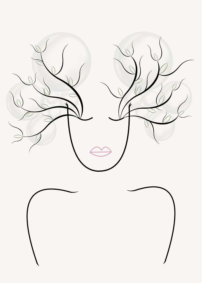 Minimalist Woman with Floral Hair